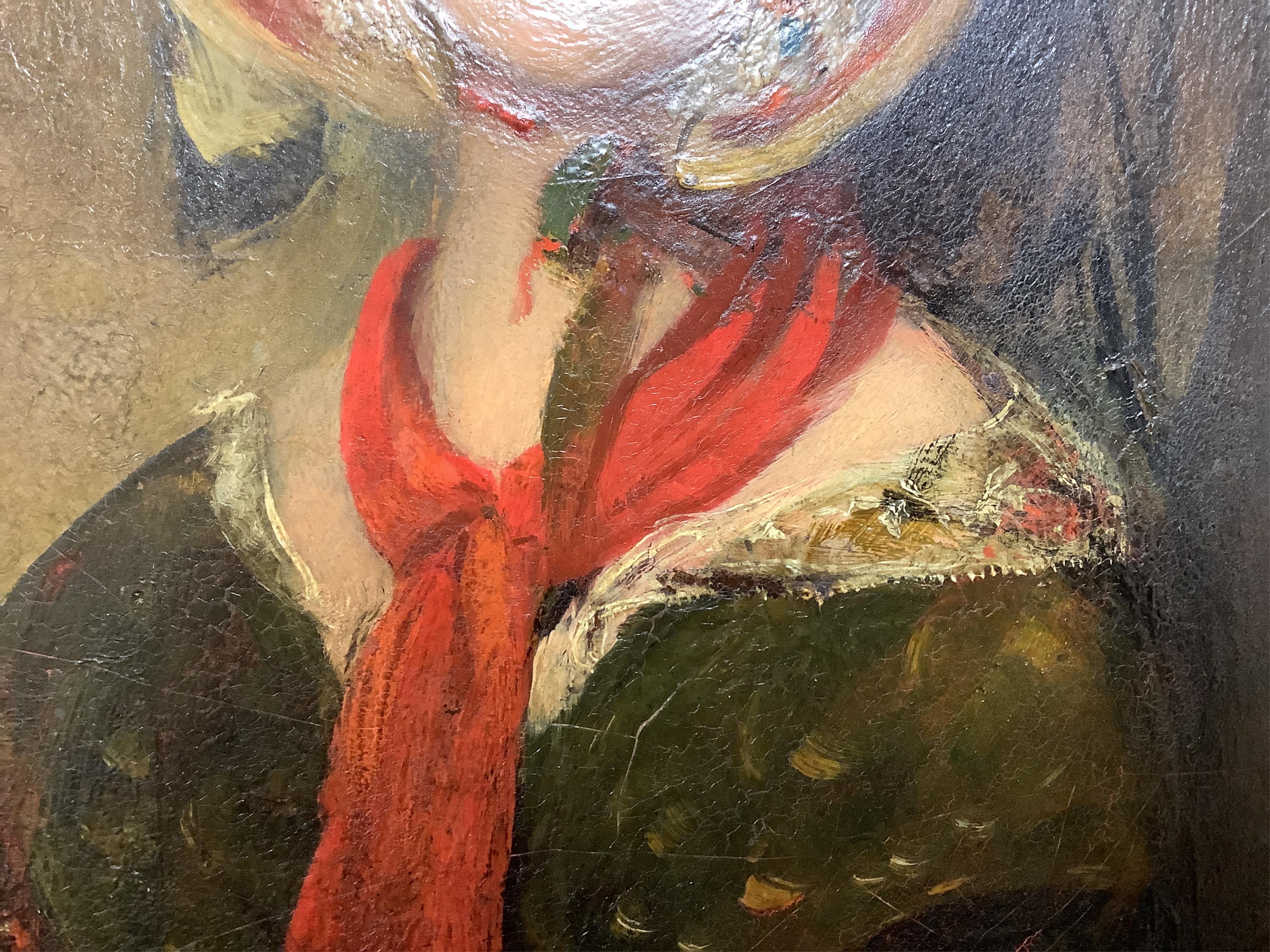 Early 19th English School, Portrait of Maria Brown wearing a bonnet, circa 1839, label verso, oil on panel, 34 x 27cm